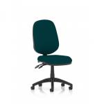 The image shows a sleek and modern Dynamic General Desk Chair Luna II, with a lever for adjusting the height and a customizable back and seat in a gorgeous Maringa Teal color. It looks stylish and comfortable for any office or workspace.