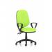 In the photo, a sleek and modern office chair can be seen. It features dynamic design with loop arms and a bespoke colour back and seat in Myrrh Green. The Luna II lever allows for adjustable seating. Perfect for a productive work environment.