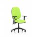The photo shows a modern and versatile office chair, with a dynamic design and comfortable features. The chair has adjustable arms, a customizable back and seat in a unique myrrh green color. The Luna II Lever Task Operator Chair is perfect for any workspace.