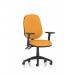 A photograph of the Dynamic General Desk Chairs Luna II Lever Task Operator Chair captures a sleek and functional design. The chair features height adjustable arms and a bespoke colour back and seat in Senna Yellow, making it a vibrant addition to any office space.