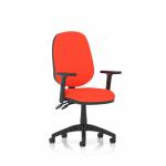 The Dynamic General desk chair is sleek and modern, featuring height adjustable arms and a bespoke back and seat in a vibrant tabasco orange. The Luna II Lever Task Operator Chair exudes energy and style, making it the perfect addition to any office space.