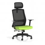Ventra Mesh Back Task Operator Chair With Height Adjustable Arms With Headrest Bespoke Colour Seat Myrrh Green KCUP4432