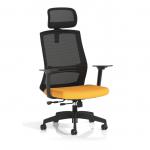 Ventra Mesh Back Task Operator Chair With Height Adjustable Arms With Headrest Bespoke Colour Seat Senna Yellow KCUP4433
