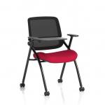 Capra Mesh Back Folding Training Chair With Writing Table Bespoke Colour Seat Bergamot Cherry KCUP4469