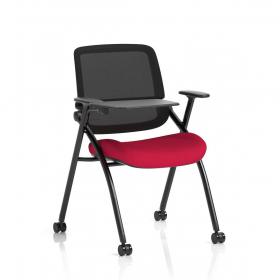 Capra Mesh Back Folding Training Chair With Writing Table Bespoke Colour Seat Bergamot Cherry KCUP4469