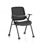 Capra Mesh Back Folding Training Chair With Writing Table Bespoke Colour Seat Quest Mussel KCUP4484