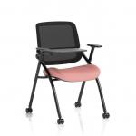 Capra Mesh Back Folding Training Chair With Writing Table Bespoke Colour Seat Quest Shrimp KCUP4487