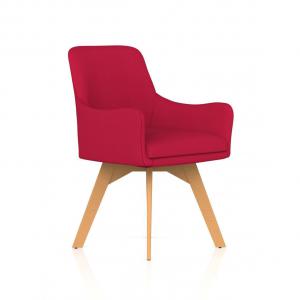 Carmen Wooden Leg Visitor Chair Bespoke Bergamot Cherry Fabric