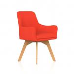 Carmen Wooden Leg Visitor Chair Bespoke Tabasco Orange Fabric KCUP4587