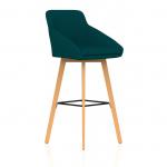 Carmen Wooden Leg High Stool Bespoke Maringa Teal Fabric KCUP4591