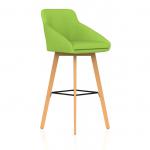 Carmen Wooden Leg High Stool Bespoke Myrrh Green Fabric KCUP4592