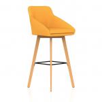 Carmen Wooden Leg High Stool Bespoke Senna Yellow Fabric KCUP4593