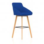 Carmen Wooden Leg High Stool Bespoke Stevia Blue Fabric KCUP4594