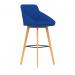 Carmen Wooden Leg High Stool Bespoke Stevia Blue Fabric KCUP4594