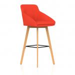 Carmen Wooden Leg High Stool Bespoke Tabasco Orange Fabric KCUP4595