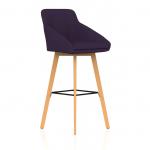 Carmen Wooden Leg High Stool Bespoke Tansy Purple Fabric KCUP4596