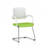 Cosmo Cantilever Chair White Frame Bespoke Colour Seat Myrrh Green KCUP4628