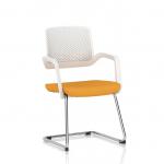 Cosmo Cantilever Chair White Frame Bespoke Colour Seat Senna Yellow KCUP4629