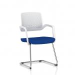 Cosmo Cantilever Chair White Frame Bespoke Colour Seat Stevia Blue KCUP4630