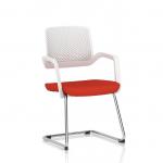 Cosmo Cantilever Chair White Frame Bespoke Colour Seat Tabasco Orange KCUP4631