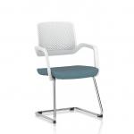 Cosmo Cantilever Chair White Frame Bespoke Colour Seat Rivet Quench KCUP4635