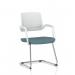 Cosmo Cantilever Chair White Frame Bespoke Colour Seat Rivet Quench KCUP4635