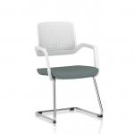 Cosmo Cantilever Chair White Frame Bespoke Colour Seat Rivet Tensile KCUP4636