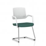 Cosmo Cantilever Chair White Frame Bespoke Colour Seat Quest Kelp KCUP4638