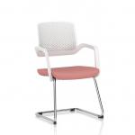 Cosmo Cantilever Chair White Frame Bespoke Colour Seat Quest Shrimp KCUP4643