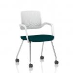 Cosmo Training Chair White Frame Bespoke Colour Seat Maringa Teal KCUP4667