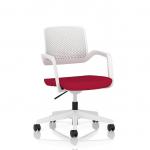 Cosmo Task Operator Chair White Frame Bespoke Colour Seat Bergamot Cherry KCUP4745