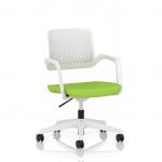 Cosmo Task Operator Chair White Frame Bespoke Colour Seat Myrrh Green KCUP4748