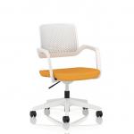 Cosmo Task Operator Chair White Frame Bespoke Colour Seat Senna Yellow KCUP4749