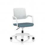 Cosmo Task Operator Chair White Frame Bespoke Colour Seat Rivet Quench KCUP4755