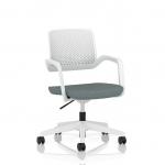 Cosmo Task Operator Chair White Frame Bespoke Colour Seat Rivet Tensile KCUP4756