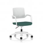 Cosmo Task Operator Chair White Frame Bespoke Colour Seat Quest Kelp KCUP4758