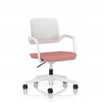 Cosmo Task Operator Chair White Frame Bespoke Colour Seat Quest Shrimp KCUP4763