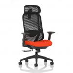 Prism Mesh Back Chair With Height Adjustable Arms with Headrest Bespoke Colour Seat Tabasco Orange KCUP4791