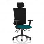 Orlena High Back Task Operator Chair With Arms And Headrest Bespoke Colour Seat Maringa Teal KCUP4927