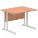 Impulse 1000 x 800mm Straight Office Desk Beech Top Silver Cantilever Leg MI000282