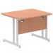 Impulse 1000 x 800mm Straight Office Desk Beech Top Silver Cantilever Leg MI000282