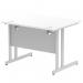 Impulse 1000 x 800mm Straight Office Desk White Top Silver Cantilever Leg MI000304