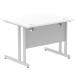 Impulse 1000 x 800mm Straight Office Desk White Top Silver Cantilever Leg MI000304