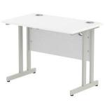 Impulse 1000 x 800mm Straight Office Desk White Top Silver Cantilever Leg MI000304