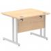 Impulse 1000 x 800mm Straight Office Desk Maple Top Silver Cantilever Leg MI000348