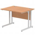 Impulse 1000 x 800mm Straight Office Desk Oak Top Silver Cantilever Leg MI000805