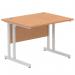 Impulse 1000 x 800mm Straight Office Desk Oak Top Silver Cantilever Leg MI000805