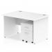 Impulse 1200 x 800mm Straight Office Desk White Top Panel End Leg Workstation 2 Drawer Mobile Pedestal MI000914