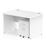 Impulse 1200 x 800mm Straight Office Desk White Top Panel End Leg Workstation 2 Drawer Mobile Pedestal MI000914