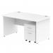 Impulse 1400 x 800mm Straight Office Desk White Top Panel End Leg Workstation 2 Drawer Mobile Pedestal MI000915